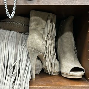 BCBG leather fringe booties